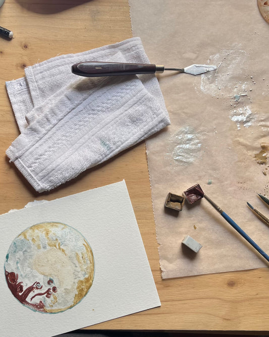 PLUTO: Celestial Series Hand-Painted Framed Poster - Astrology Art with Natural Pigments